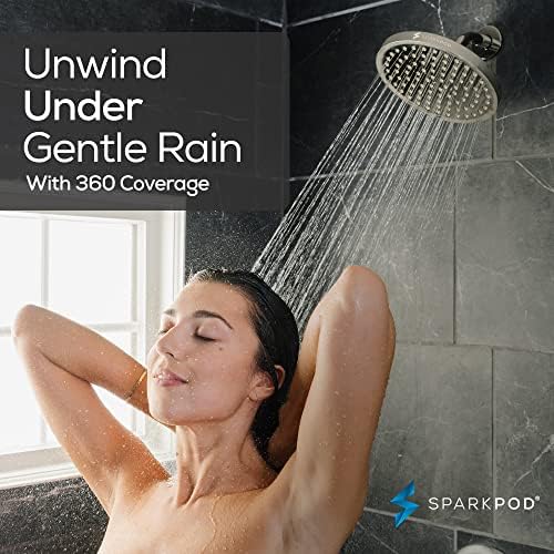SparkPod Shower Head - High Pressure Rain - Premium Quality Luxury Design - 1-Min Install - Easy Clean Adjustable Replacement for Your Bathroom Shower Heads (Elegant Brushed Nickel, 8 Inch Round) - Image 7