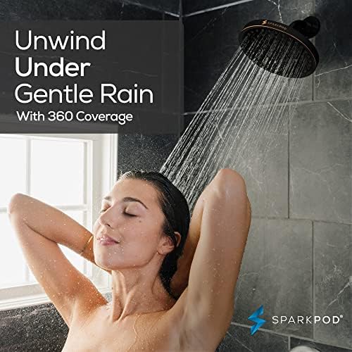 SparkPod Shower Head - High Pressure Rain - Premium Quality Luxury Design - 1-Min Install - Easy Clean Adjustable Replacement for Your Bathroom Shower Heads (Vintage Oil Rubbed Bronze, 8 Inch Round) - Image 4