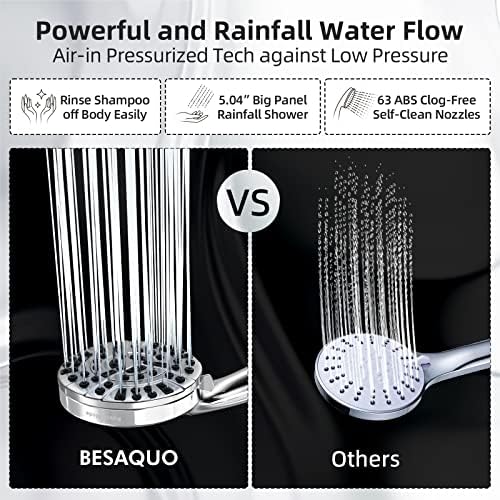 Shower Head,10 Functions High Pressure shower head with handheld, Built-in Pause Mode & 2 Power Wash, Non-Clogging Nozzles High Flow Hand Held Shower Head, Leakproof 6.5ft Hose&Metal Bracket - Image 3