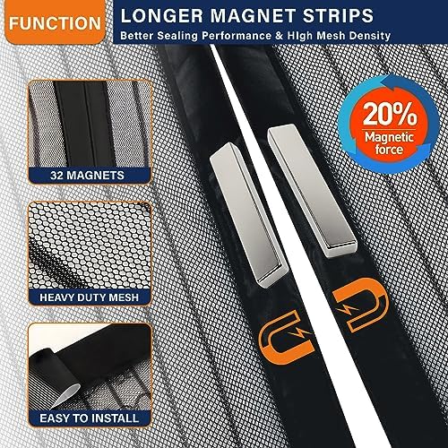 Magnetic Screen Door, Heavy Duty Door Screen Magnetic Closure Keep Bugs Out,Pet & Kid Friendly,Fit Door Size 32" x 82" - Image 4