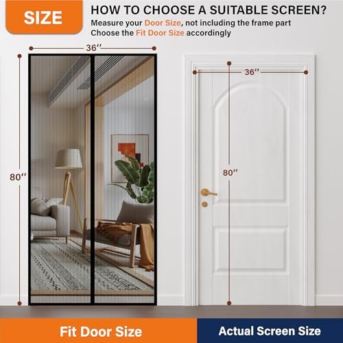 Magnetic Screen Door, Heavy Duty Door Screen Magnetic Closure Keep Bugs Out,Pet & Kid Friendly,Hands Free Door Screen Fit Door Size 60 x 80 Inches - Image 3