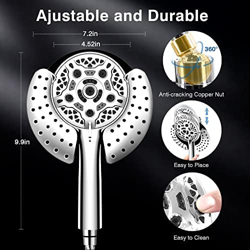 Shower Head with Handheld High Pressure: INAVAMZ Hand Held Shower Head & Rain Shower Head 2-IN-1 Shower Head with 59" Rotatable Stainless Steel Hose, Shower Trim Systems - Image 5