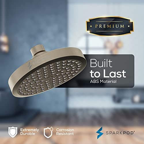SparkPod Round Rain Shower Head with Extension Arm - Height Adjustable Shower Head with High Pressure Performance - Easy 1-Minute Installation (11" Arm Extension, Elegant Brushed Nickel) - Image 8