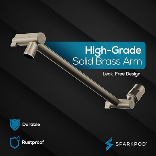 SparkPod Round Rain Shower Head with Extension Arm - Height Adjustable Shower Head with High Pressure Performance - Easy 1-Minute Installation (11" Arm Extension, Elegant Brushed Nickel) - Image 9