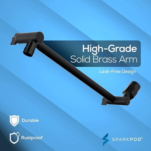 SparkPod Round Rain Shower Head with Extension Arm - Height Adjustable Shower Head with High Pressure Performance - Easy 1-Minute Installation (11" Arm Extension, Midnight Black Matte) - Image 9