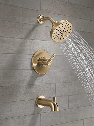 Delta Faucet Nicoli 14 Series Single-Handle Tub and Shower Trim Kit, Shower Faucet with 5-Spray H2Okinetic Shower Head, Champagne Bronze 144749-CZ (Shower Valve Included) - Image 2