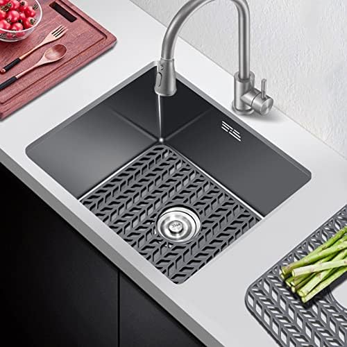 AWOKE Sink Protectors for Kitchen Sink | 16.2"x 12.5" Kitchen Sink Mats for Bottom of Kitchen Sink | Sink Inserts for Kitchen Sink of Stainless Steel Sink | Center Drain (Grey) - Image 7
