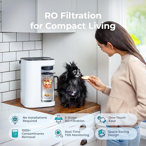 Bluevua RO100ROPOT-LITE Countertop Reverse Osmosis Water Filter System, 5 Stage Purification, 3:1 Pure to Drain, Portable Water Purifier (No Installation Required) (White) - Image 2