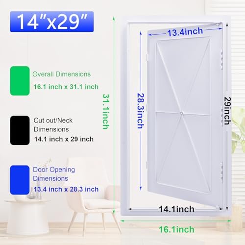 Suteck Plumbing Access Panel for Drywall Ceiling 14 x 29 Inch Reinforced Plastic Wall Access Doors Removable Hinged White - Image 2
