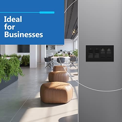 LIDER Matte Finish Quadruple Decorator Switch Cover, Screwless Wall Plate, Mid-Size 4-Gang 4.88" x 8.58", Polycarbonate Thermoplastic, UL Listed, LSWP-34M-BK, Black - Image 7