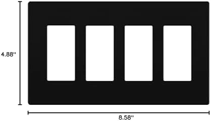 LIDER Matte Finish Quadruple Decorator Switch Cover, Screwless Wall Plate, Mid-Size 4-Gang 4.88" x 8.58", Polycarbonate Thermoplastic, UL Listed, LSWP-34M-BK, Black - Image 8