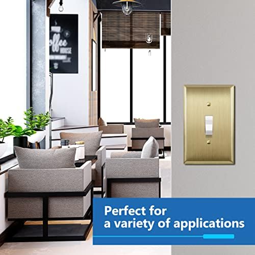 LIDER Toggle Light Switch Metal Wall Plate, Stainless Steel Switch Cover, Corrosion Resistant, Mid-Size 1-Gang 4.88" x 3.11", 201 Stainless Steel, LMWP-11M-BB, Brushed Brass - Image 7