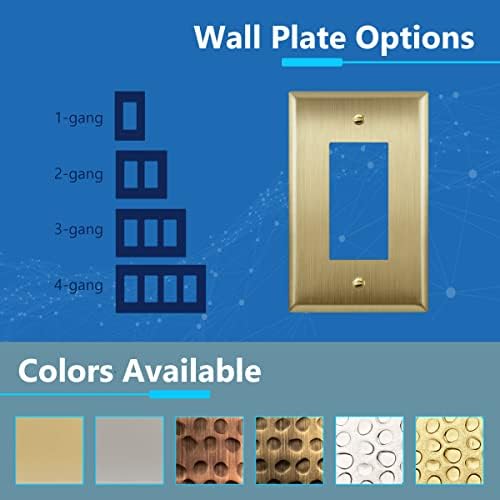 LIDER Decorator Switch or Receptacle Metal Wall Plate, Stainless Steel Outlet Cover, Corrosion Resistant, Mid-Size 1-Gang 4.88" x 3.11", 201 Stainless Steel, LMWP-31M-BB, Brushed Brass - Image 4