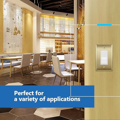 LIDER Decorator Switch or Receptacle Metal Wall Plate, Stainless Steel Outlet Cover, Corrosion Resistant, Mid-Size 1-Gang 4.88" x 3.11", 201 Stainless Steel, LMWP-31M-BB, Brushed Brass - Image 6