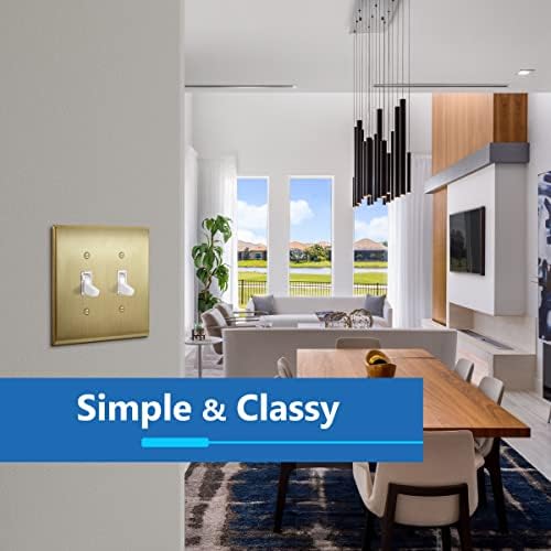 LIDER Toggle Light Switch Metal Wall Plate, Stainless Steel Switch Cover, Corrosion Resistant, Mid-Size 2-Gang 4.88" x 4.92", 201 Stainless Steel, LMWP-12M-BB, Brushed Brass - Image 6