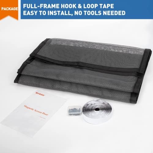 MAGZO Magnetic Screen Door Fit Door Size 72 x 82 Inch, Screen Size 74" x 83" Strong Magnet French Style Mesh, Heavy Duty Fiberglass Mesh with Hook & Loop for Sliding Entrance, Gray - Image 7