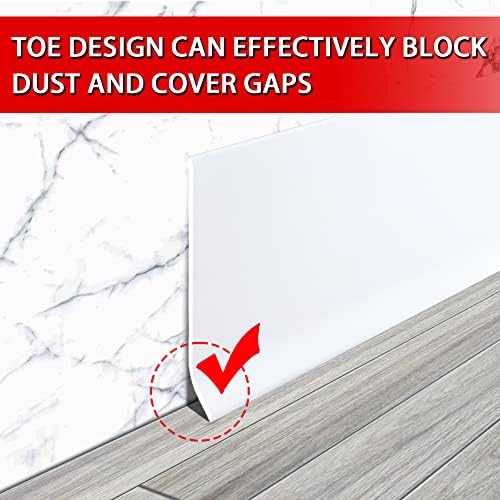 FONUNO Vinyl Wall Base Baseboard Molding Trim 4" Flexible Self Adhesive Rubber Wall Base Moulding Trim Peel and Stick Design, 4 Inch x 40 Feet, White - Image 3