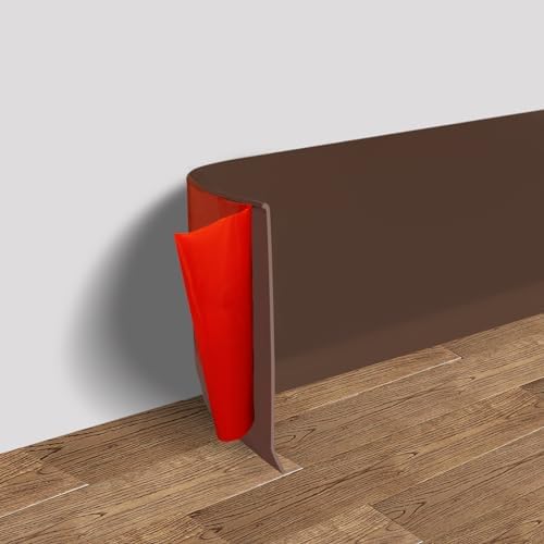 Vinyl Wall Base Baseboard Molding Trim 4" Flexible Self Adhesive Rubber Wall Base Moulding Trim Peel and Stick Design, 4 Inch x 20 Feet, Brown