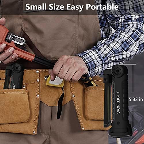 Working Light Portable, Rechargeable Work Lights with Magnetic Base Hanging Hook,360° Rotate 5 Modes,COB LED 800 Lumens Foldable Inspection Light for Car Repair, Grill and Outdoor Use(4pack) - Image 6
