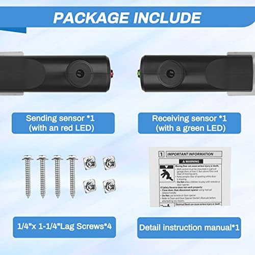 Garage Door Sensors for Genie/Overhead, Garage Door Sensor GSTB-R STB-BL Compatible with Genie/Overhead Garage Door Opener Made After 1993, Item Includes Two Sensors (Receiving&Sending) - Image 2