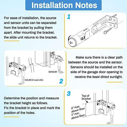 Garage Door Sensors for Genie/Overhead, Garage Door Sensor GSTB-R STB-BL Compatible with Genie/Overhead Garage Door Opener Made After 1993, Item Includes Two Sensors (Receiving&Sending) - Image 6