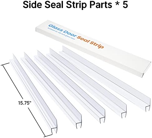 AmazerBath 5 PCS Shower Door Side Seal Strip for 3/8 Inch Glass - 15.75 Inches x 5, 5 Sections Segmented Shower Installation Kit, Frameless Glass Door Seal Strip - Image 2
