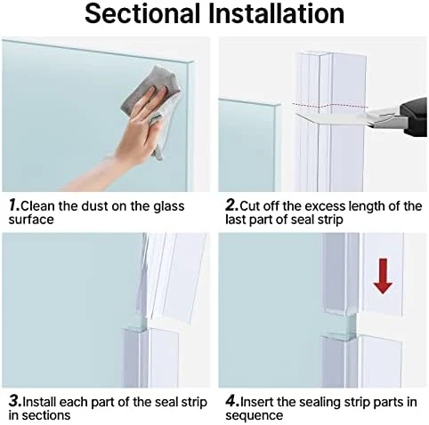AmazerBath 5 PCS Shower Door Side Seal Strip for 3/8 Inch Glass - 15.75 Inches x 5, 5 Sections Segmented Shower Installation Kit, Frameless Glass Door Seal Strip - Image 6
