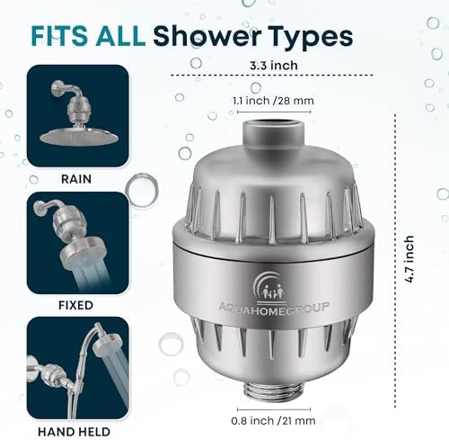 AquaHomeGroup 20 Stage Shower Head Filter with Vitamin C E A for Hard Water - High Output Filter to Remove Chlorine and Fluoride - 2 Replacement Cartridges - Consistent Flow Showerhead Filter - Image 9