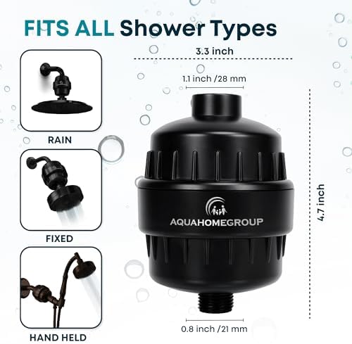 AquaHomeGroup 20 Stage Shower Head Filter with Vitamin C E A for Hard Water - High Output Filter to Remove Chlorine and Fluoride - 2 Replacement Cartridges - Consistent Flow Showerhead Filters - Image 9