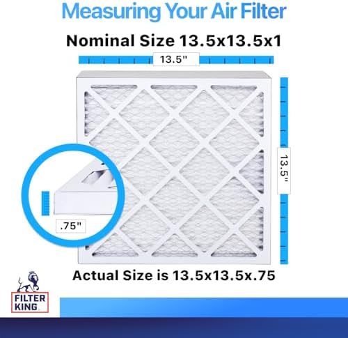 Filter King 13.5x13.5x1 Air Filter | 4-PACK | MERV 8 HVAC Pleated A/C Furnace Filters | MADE IN USA | Actual Size: 13.5 x 13.5 x .75" - Image 2