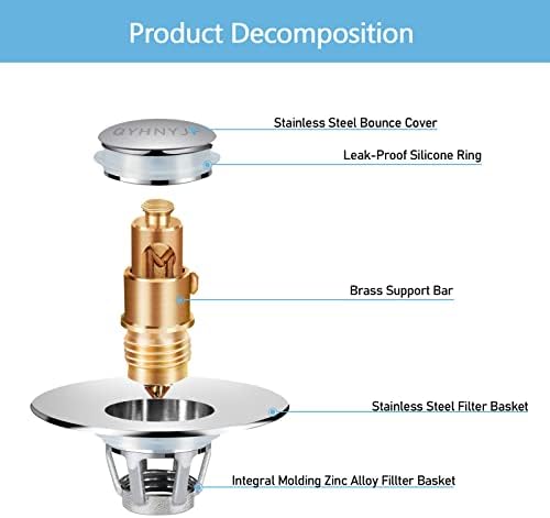 2Pcs Bathroom Sink Stoppers ,Pop Up Drain Stopper for Bathroom Sink,2-in-1 Sink Stopper & Strainer,Universal Wash Basin Sink Stopper,for 1.1"~1.5" Bathroom Sink Drain(Silver) - Image 4