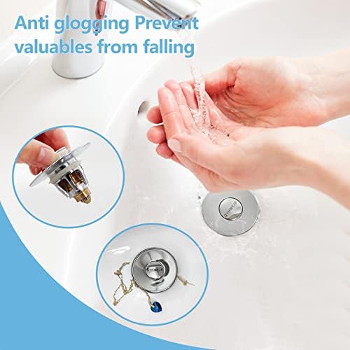 2Pcs Bathroom Sink Stoppers ,Pop Up Drain Stopper for Bathroom Sink,2-in-1 Sink Stopper & Strainer,Universal Wash Basin Sink Stopper,for 1.1"~1.5" Bathroom Sink Drain(Silver) - Image 6