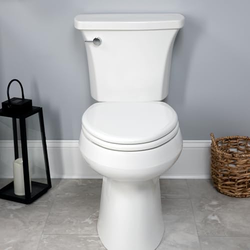 Mayfair Linden Slow Close Toilet Seat, Non Slip Heavy Duty Wood, Easy Install, Made in USA, Elongated, White, 2 Pack - Image 3