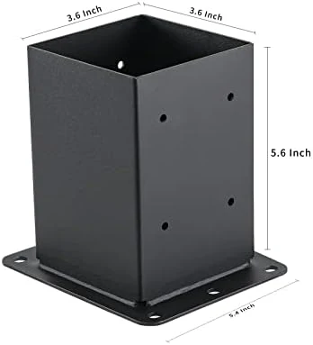 4x4 Post Base 8 Pcs, (Inner Size 3.6x3.6) Post Anchors, 13GA Thick Solid Steel & Black Powder Coated,Deck Post Brackets Support Deck Base Plate Pergola Brackets Fence Kit Mailbox Mount… - Image 2