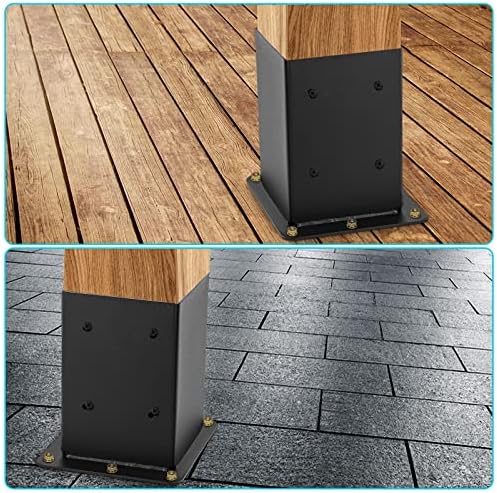 4x4 Post Base 8 Pcs, (Inner Size 3.6x3.6) Post Anchors, 13GA Thick Solid Steel & Black Powder Coated,Deck Post Brackets Support Deck Base Plate Pergola Brackets Fence Kit Mailbox Mount… - Image 5