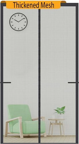Upgraded Magnetic Screen Door Thicker 250g/m² Reinforced Mesh,36 Longer Magnets,Door Screen Magnetic Closure for Single Door,Heavy Duty Door Net Screen with Magnet,Fit Doors to 36 x 80 Inch,Black