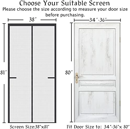 Upgraded Magnetic Screen Door Thicker 250g/m² Reinforced Mesh,36 Longer Magnets,Door Screen Magnetic Closure for Single Door,Heavy Duty Door Net Screen with Magnet,Fit Doors to 36 x 80 Inch,Black - Image 2