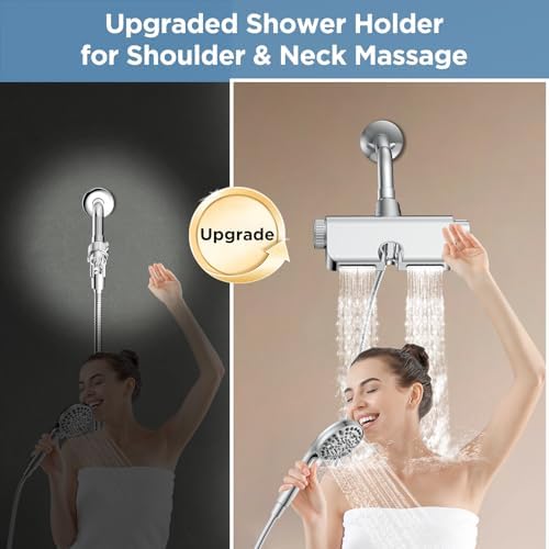 Filtered Shower Head with Handheld Combo - Dual 2-in-1 Spa System with Massage Shower and 10 Modes Hand Held Shower High Pressure with Built in Power Wash Mode (Chrome) - Image 3