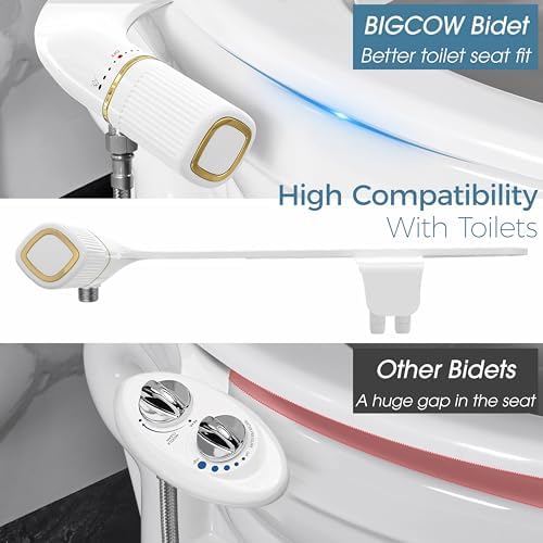 BIGCOW Ultra-Slim Bidet Attachment for Toilet - Dual Nozzle (Frontal & Rear Wash) with Adjustable Cold Water Pressure and Stainless Steel Inlet - Hygienic Solution for Fresh Cleanliness - Image 3