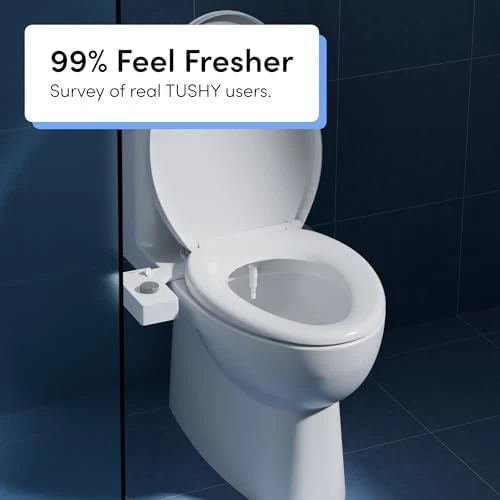 TUSHY Classic 3.0 Bidet Toilet Seat Attachment - A Non-Electric Self Cleaning Water Sprayer with Adjustable Water Pressure Nozzle, Angle Control & Easy Home Installation (White/Gunmetal) - Image 6
