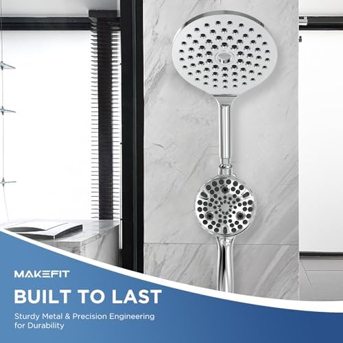 Dual Handheld Shower Head Combo, 2-in-1 Rain Shower Heads System 8 Inch Rainfall Shower Head and 10 Modes High Pressure Hand Held Showerhead with Built-in Power Wash - Image 4
