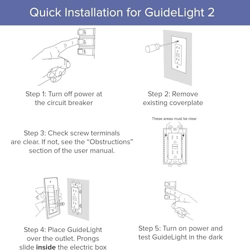 SnapPower 2 Pack GuideLight 2 for Outlets [for Standard Decor, Not GFCI outlets] - Night Light - Electrical Outlet Wall Plate with LED Night Lights - Automatic On/Off Sensor - (Décor, White) - Image 5