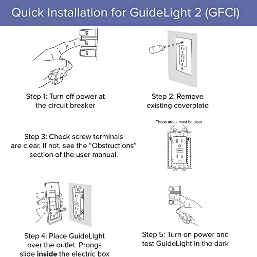 Single - SnapPower GuideLight 2 [For GFCI Outlets] - Replaces Plug-In Night Light - Electrical Receptacle Wall Plate with LED Night Lights - Auto On/Off Sensor - (GFCI, White) - Image 3