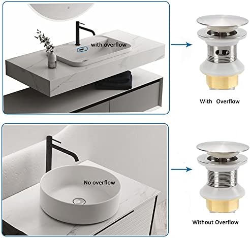 Bathroom Sink Drain,2 Pack Drain Stopper Bathroom Sink Without Overflow,Pop Up Drain Assembly with Detachable Strainer Basket,Built-in Anti-Clogging Strainer,Stainless Steel Brushed Nickel - Image 4