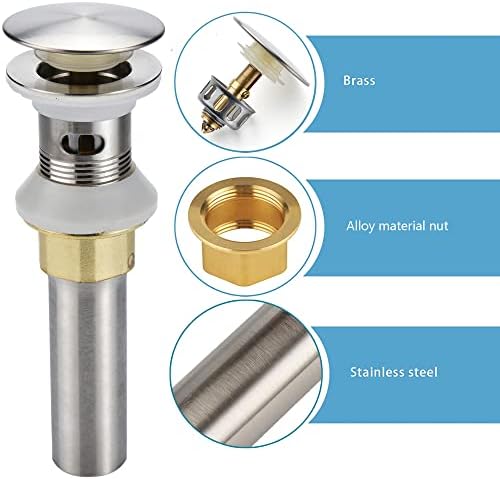 Bathroom Sink Drain,2 Pack Drain Stopper Bathroom Sink with Overflow,Pop Up Drain Assembly with Detachable Strainer Basket,Built-in Anti-Clogging Strainer,Stainless Steel Brushed Nickel - Image 3