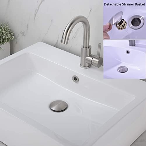 Bathroom Sink Drain,2 Pack Drain Stopper Bathroom Sink with Overflow,Pop Up Drain Assembly with Detachable Strainer Basket,Built-in Anti-Clogging Strainer,Stainless Steel Brushed Nickel - Image 6