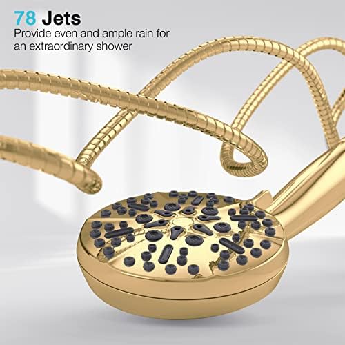 Gold Shower Head with Handheld High Pressure – The High Flow Rain Showerhead with Extra 60" Long Hose and Adjustable Overhead Brass Holder Anti-Clog Silicone Nozzles – Upgrade your Luxurious Bathroom - Image 5