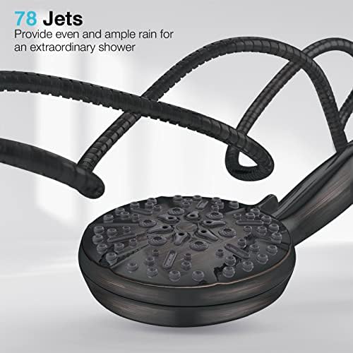 ORB High Pressure Shower Head with Handheld - Multifunctional High Flow Rain Showerhead with Extra 60" Long Hose and Adjustable Overhead Holder - Es la mejor regaderas para ducha (Oil Rubbed Bronze) - Image 5