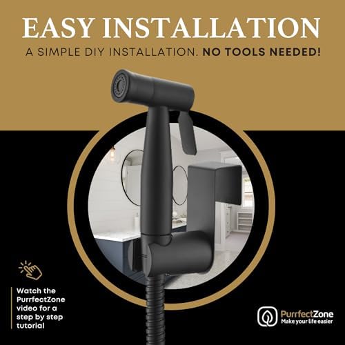 Purrfectzone Black Bidet Sprayer for Toilet, Handheld Bidet Shower Kit, Easy-to-Install Toilet Bidet Handheld Set, Hand Held Stainless Steel Bidet with Adjustable Flow, Cloth Diaper Sprayer - Image 2