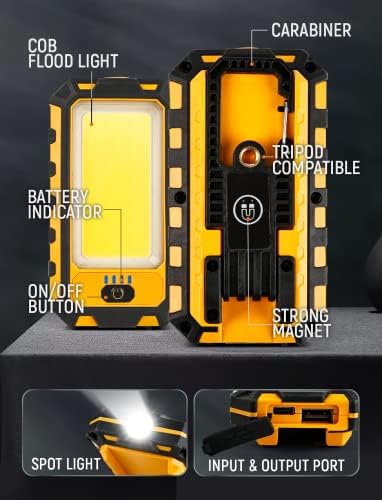 LED Rechargeable Magnetic Work Light 40W 1500Lumens, Hanging Hook 4 Lighting Modes, Job Site Lighting for Car Repairing, Camping, Hunting, and Hurricane(Orange) - Image 4